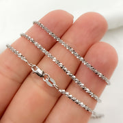 14K Solid White Gold Margarita Chain