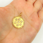 Load image into Gallery viewer, 14K Solid Gold Circle Charm with Diamonds. GDP130
