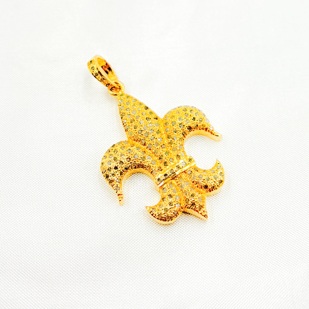 DP242. Diamond Sterling Silver Fleur De Lis Shape Pendant