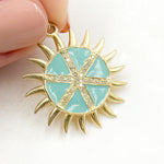 Load image into Gallery viewer, DP650A. Diamond Sterling Silver Round Sun Enamel Pendant
