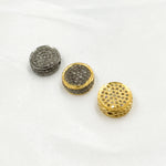 Load image into Gallery viewer, Pave Diamond &amp; 925 Sterling Silver Black Rhodium, Two Tone and Gold Plated Coin Bead. DC835
