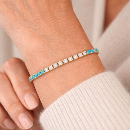 BTM68424. 14K Solid Yellow Gold Diamond and Gemstone Bangle