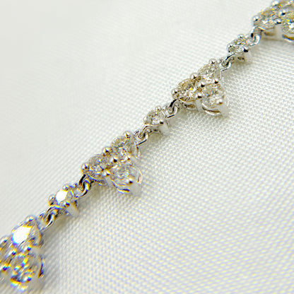 NFU70718. 14K Solid White Gold Diamond Triangles Necklace
