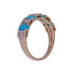 Load image into Gallery viewer, RAF01372TQ. 18K Solid Gold Diamond &amp; Turquoise Ring