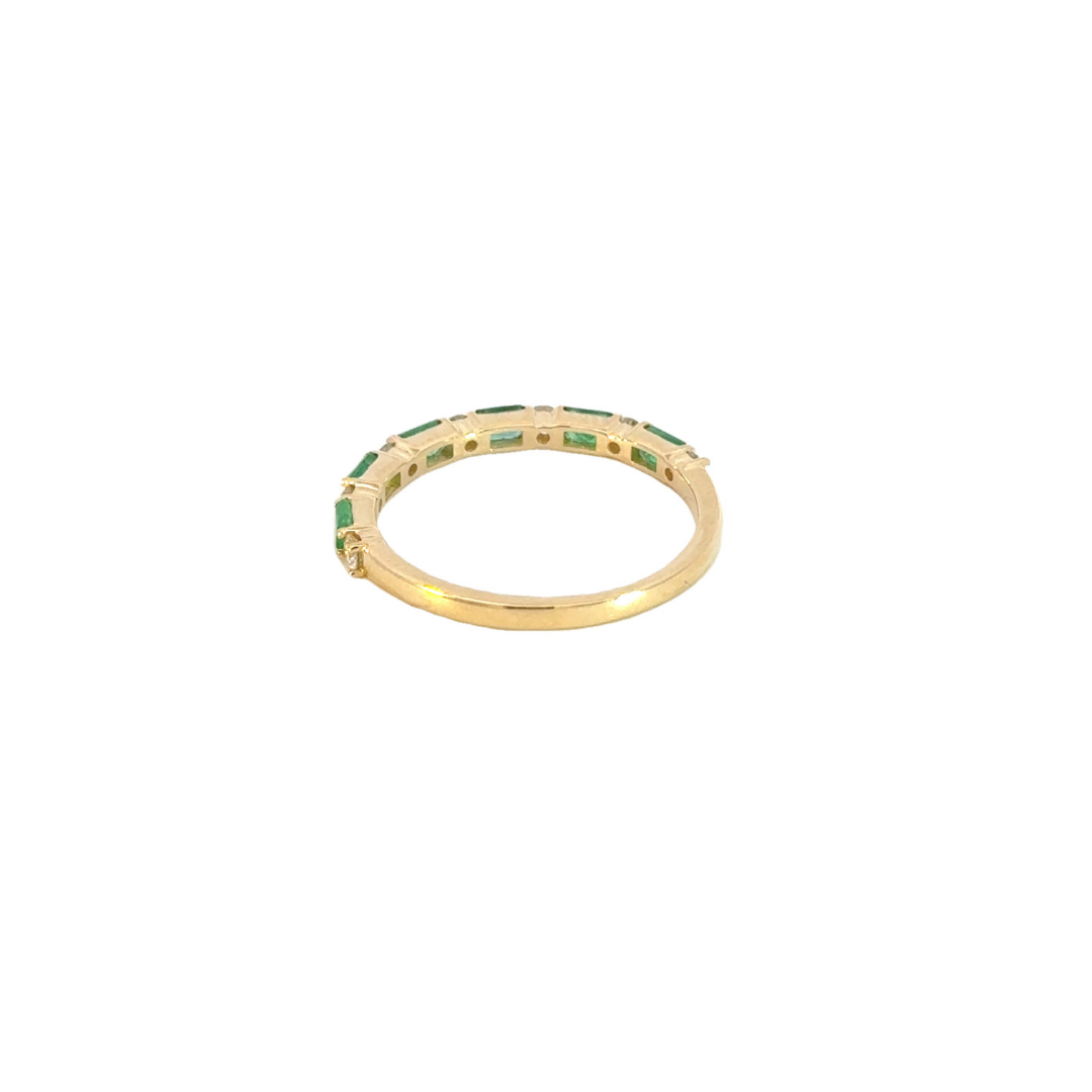 14k Solid Gold Diamond and Emerald Half Eternity Ring. RAB01632EM