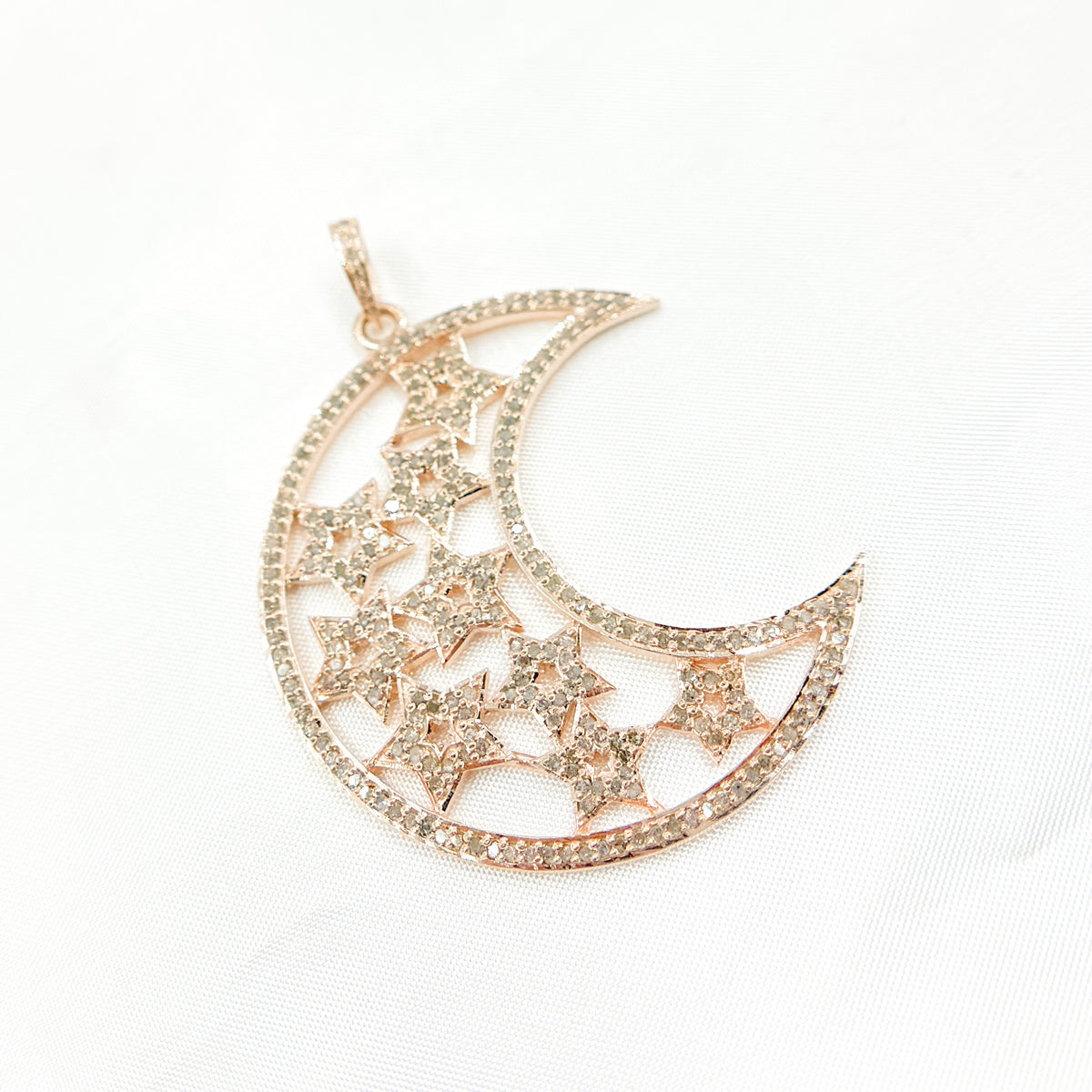DP134. Diamond Sterling Silver Moon and Star Pendant