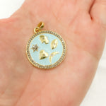 Load image into Gallery viewer, DP490A. Diamond Sterling Silver Round Symbols Enamel Pendant
