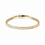 Load image into Gallery viewer, BR406996. 14K Solid Gold Natural Diamond Baguette Tennis Bracelet