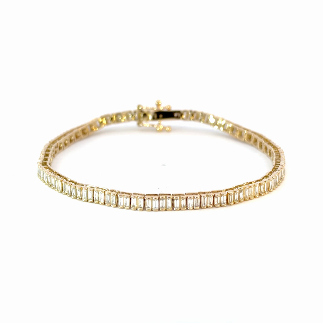 BR406996. 14K Solid Gold Natural Diamond Baguette Tennis Bracelet