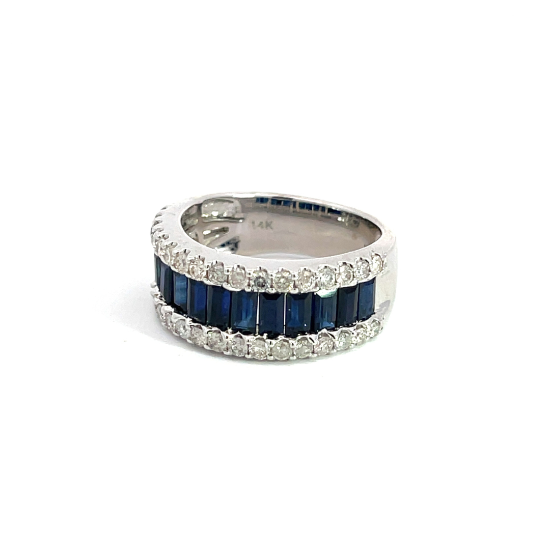 14k Solid Gold Blue Sapphire and Diamond Eternity Band Ring. RFO17259BS