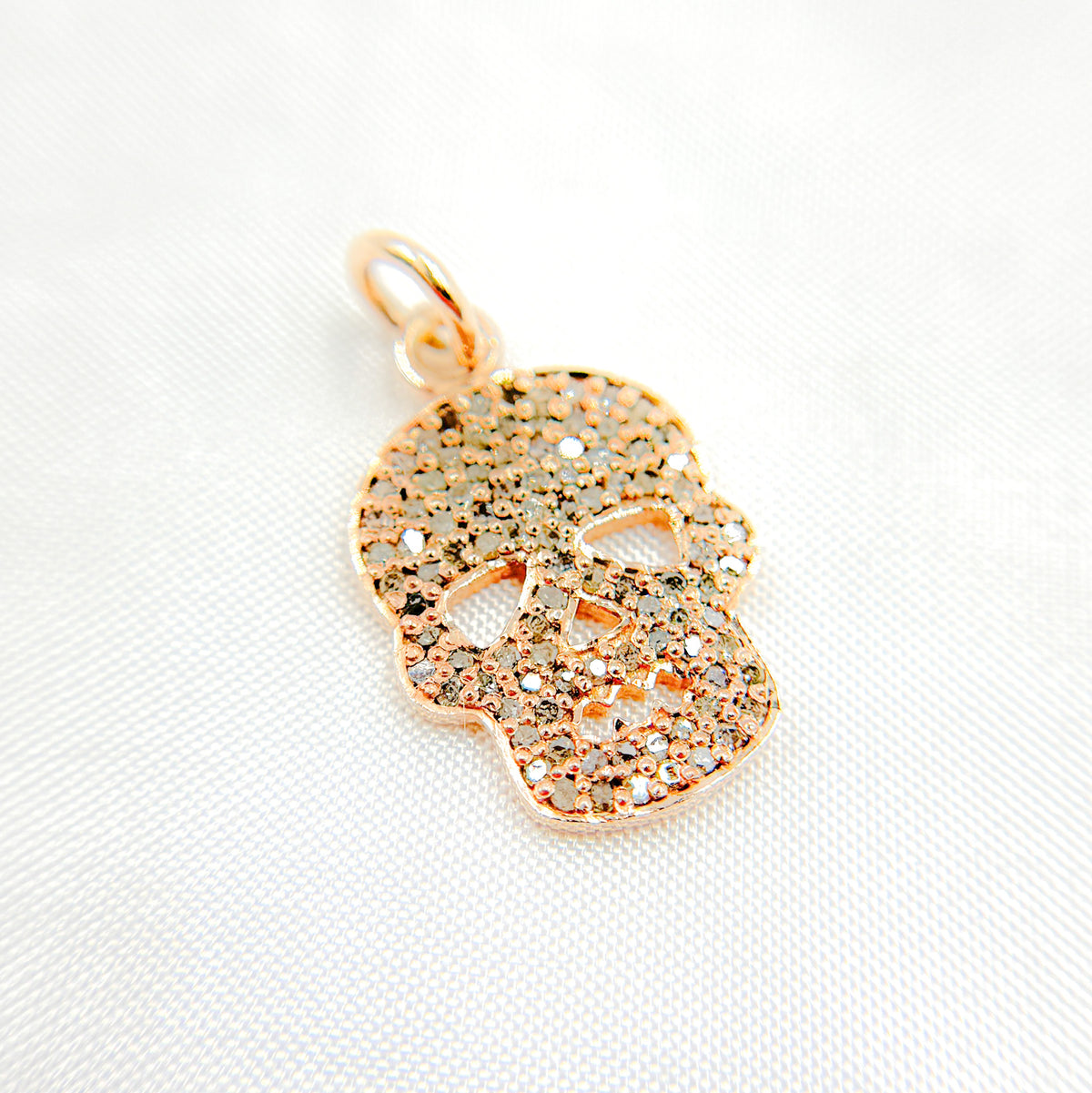 DC025. Diamond Sterling Silver Skull Charm