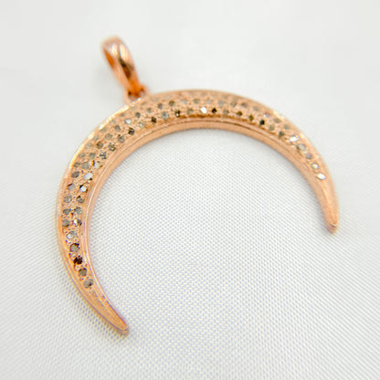 DP105. Diamond Sterling Silver Moon Shape Pendant