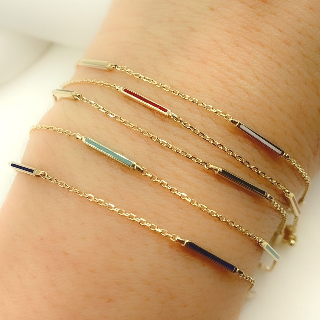 Solid Gold Enamel Bracelet