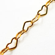 Solid Gold Flat Heart Link Chain