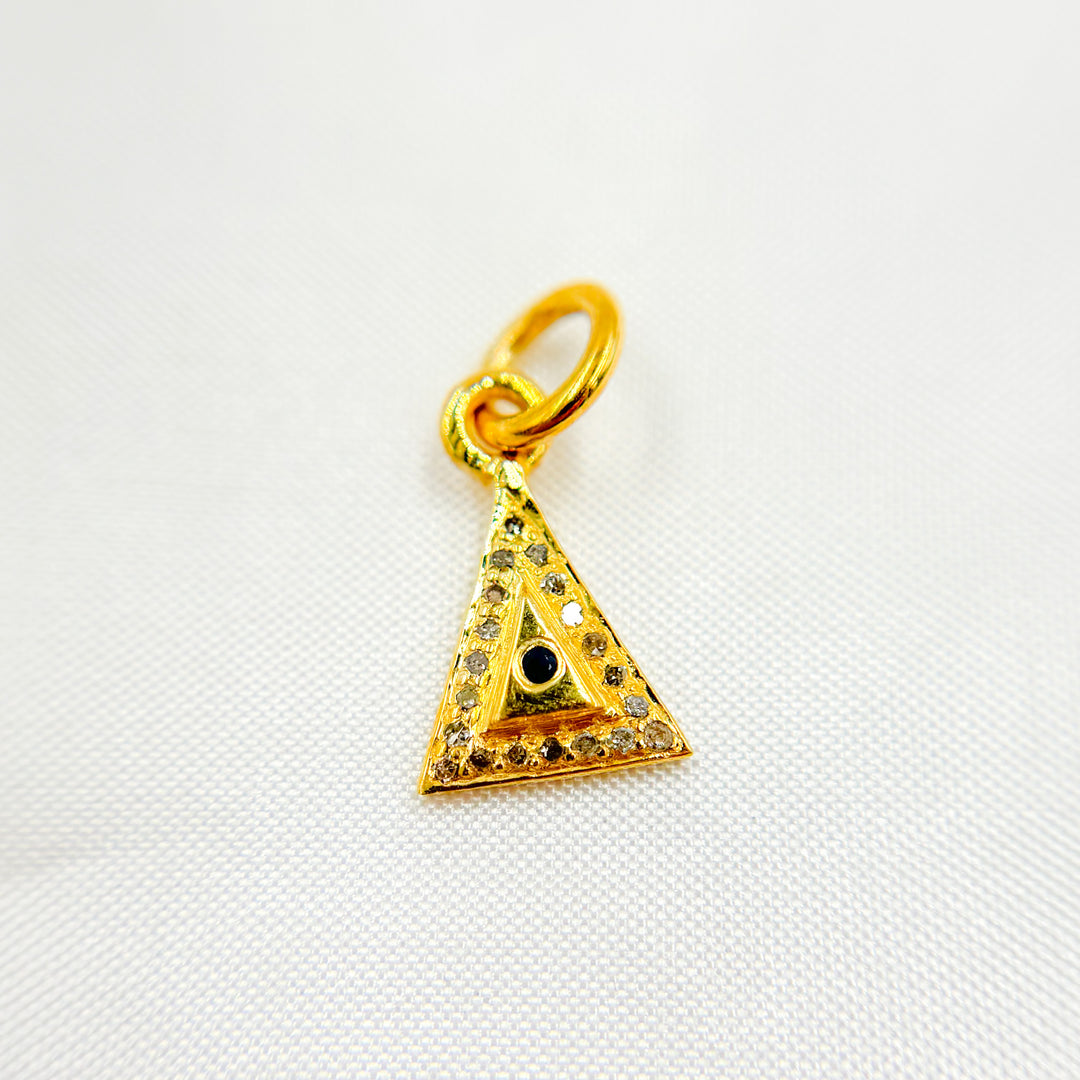 DC454. Diamond Sterling Silver Triangle Charm with Gemstone