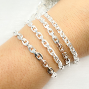 925 Sterling Silver Rectangle Diamond Cut Heavy Cable