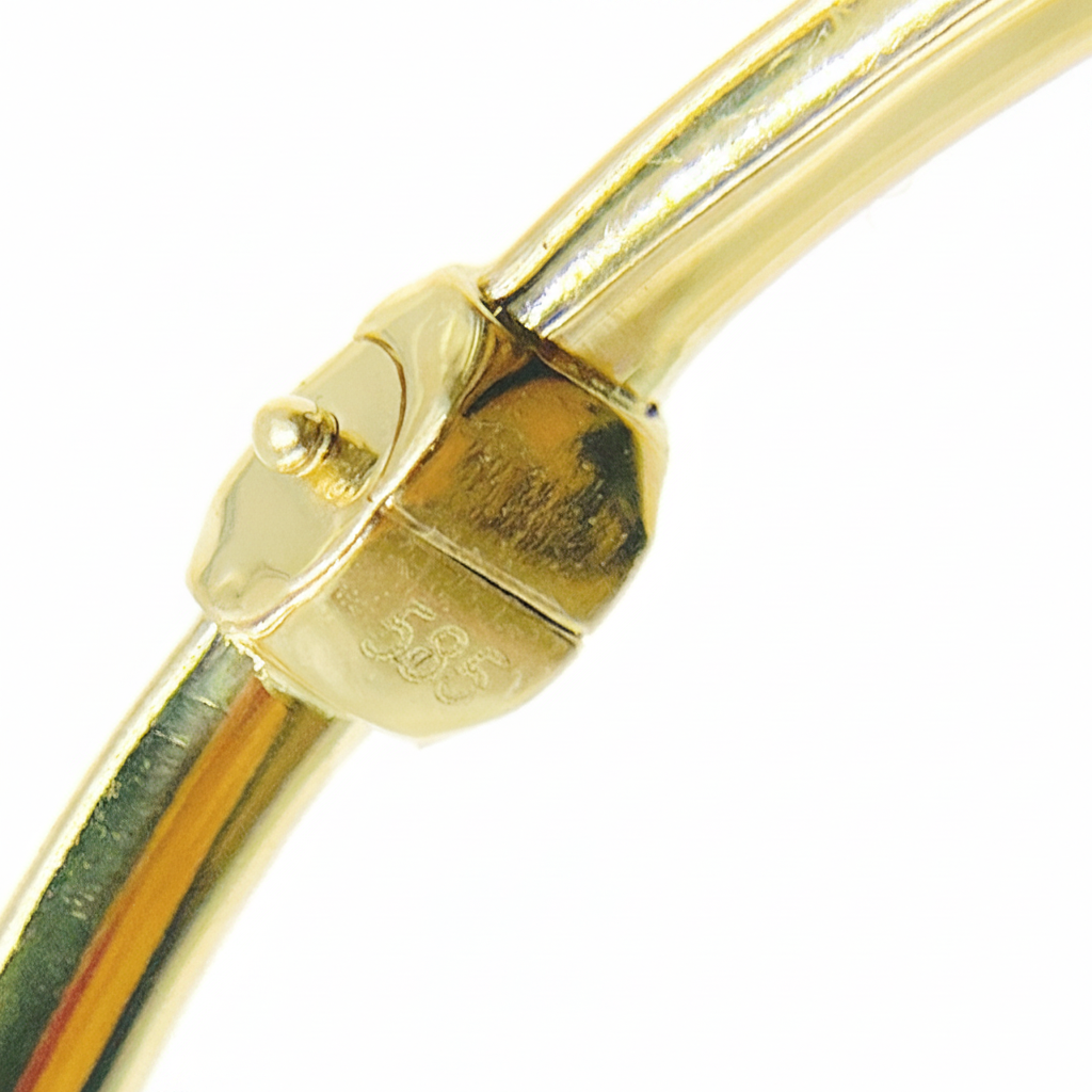 Bangle15. 14K Solid Gold Matte Star Textured Bangle