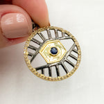 Load image into Gallery viewer, DP850. Diamond Sterling Silver Round Fancy Pendant with Gemstone
