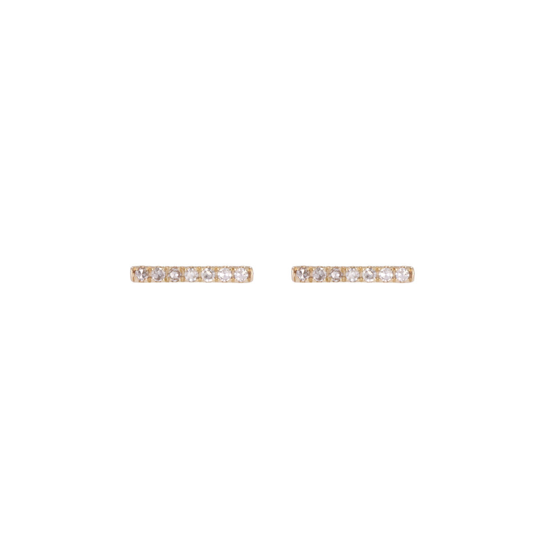 EFA54157. 14K Solid Gold Diamond Bar Stud Earrings