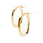Load image into Gallery viewer, 15850021777.  14K Solid Gold Fancy Rectangle Hollow Hoop Earrings
