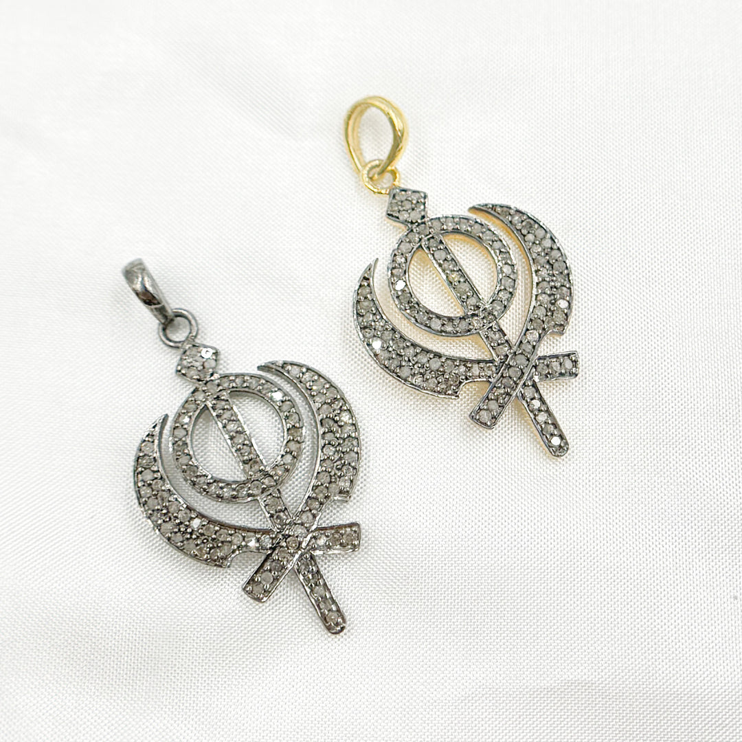 DP037. Diamond Sterling Silver OM Symbol Pendant