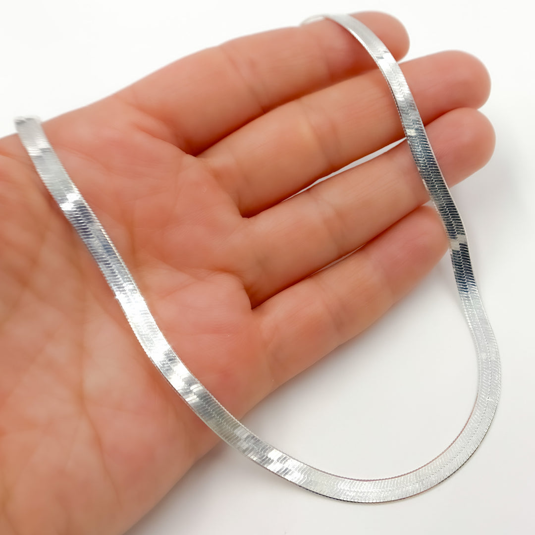 Sterling Silver 4.3mm Herringbone Necklace