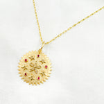 Load image into Gallery viewer, 14k Solid Gold Diamond and Gemstone Circle and Flower Charm. GDP494
