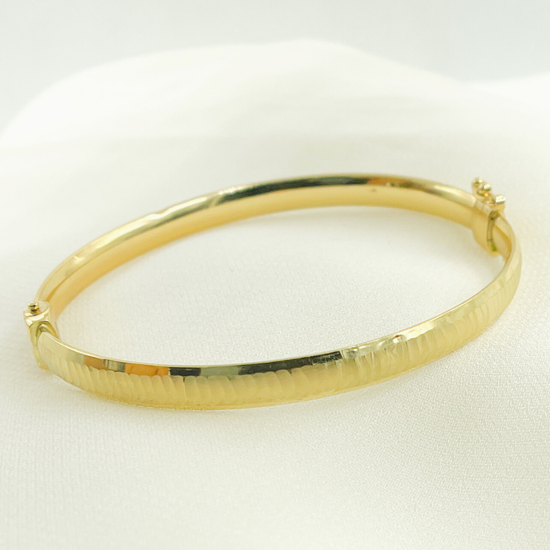 14K Solid Gold Matte Textured Bangle. Bangle12