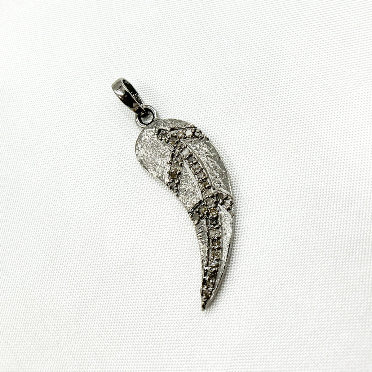 Diamond Sterling Silver Leaf Pendant