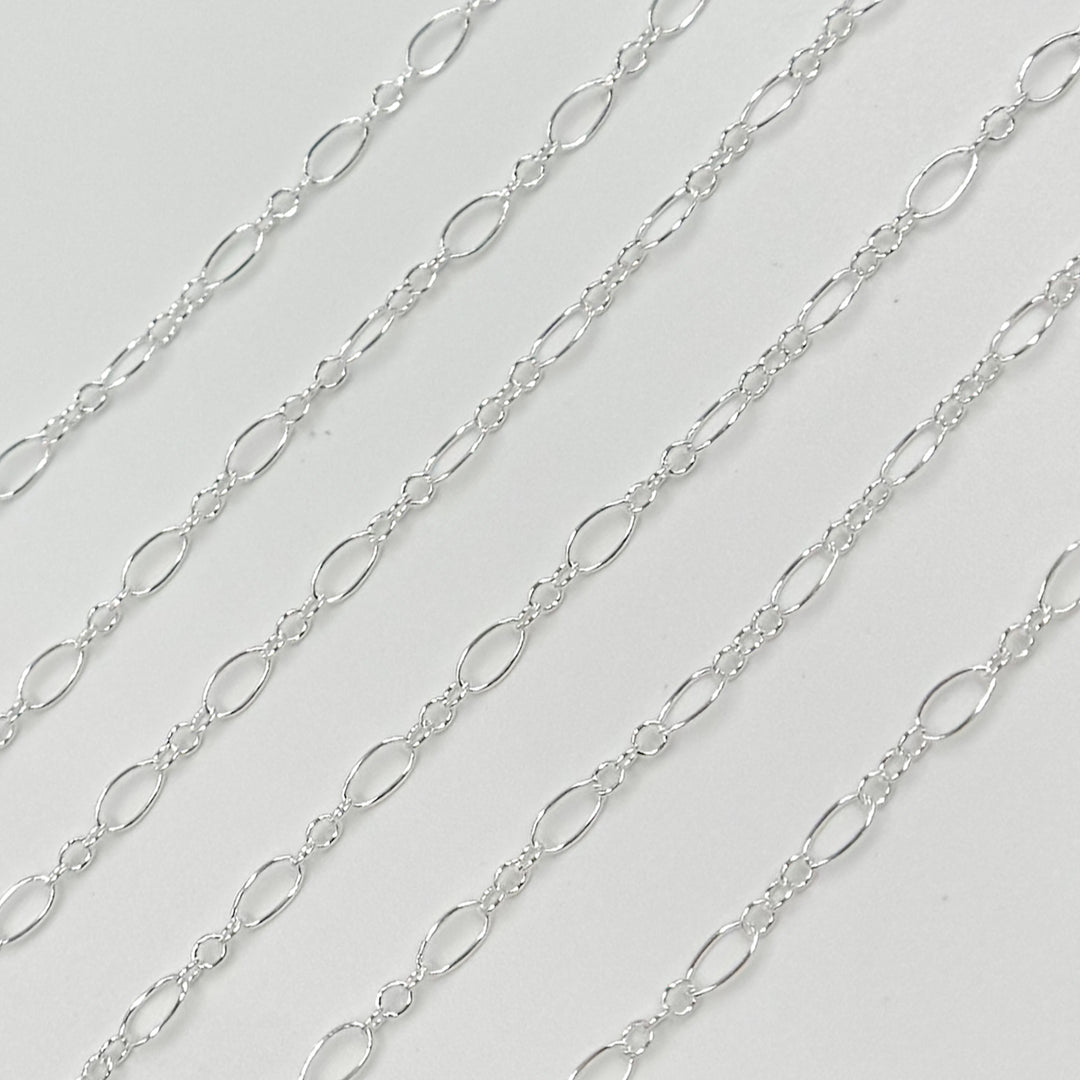 716SS. Sterling Silver Oval Long and Short Links Chain