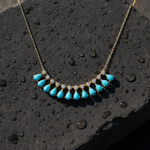 Load image into Gallery viewer, CN97255TQ6X4. 18K Solid Gold Diamond and Turquoise Necklace