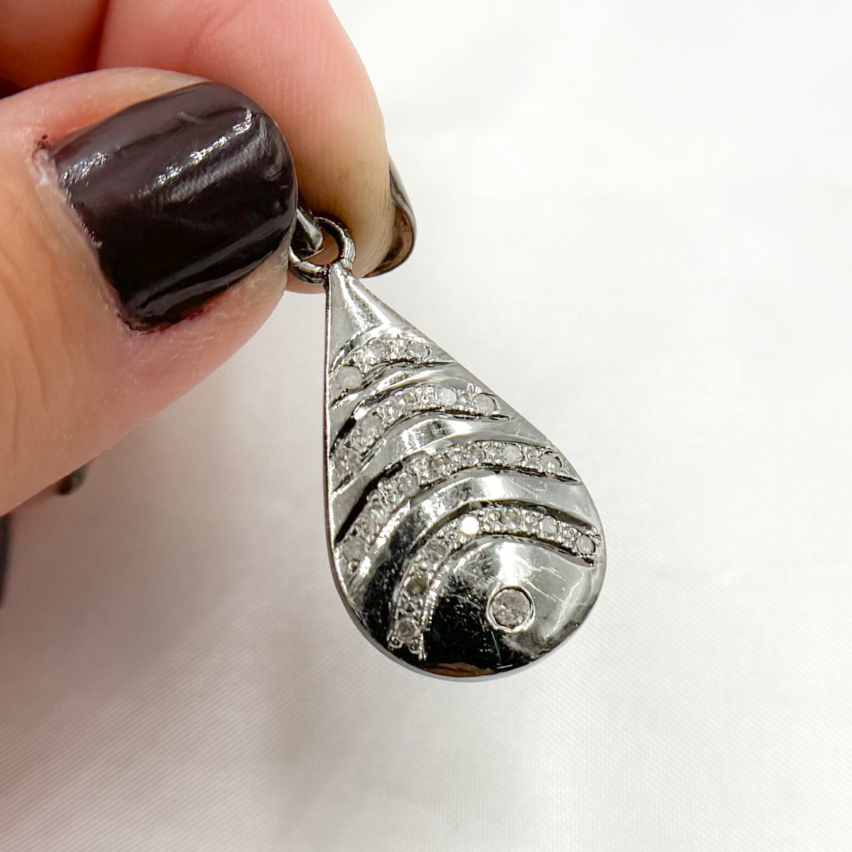 Diamond Sterling Silver Drop Pendant