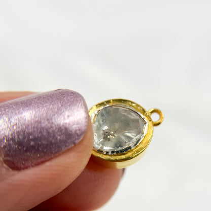 DC940A. Polki Diamond & Sterling Silver Small Connector