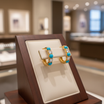 Load image into Gallery viewer, EHG56555. 14k Solid Gold Gemstone and Diamond Hoops