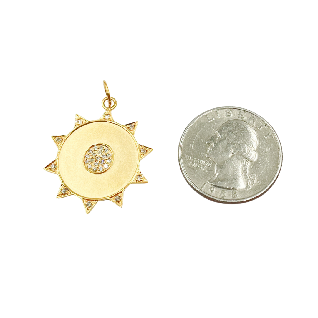 14K Solid Gold with Diamonds Sun Charm. GDP179