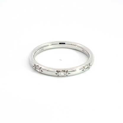 14K Solid Gold Diamond Baguette Ring.