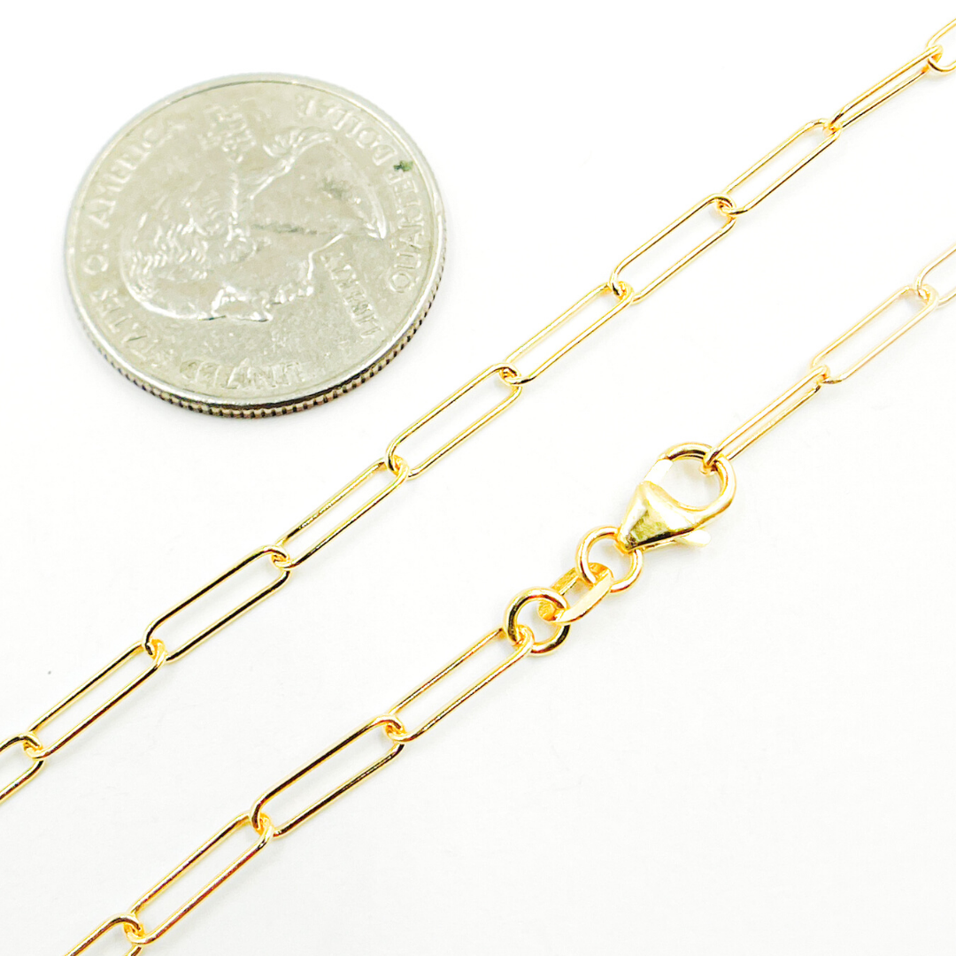 172. 14K Solid Gold Paperclip Necklace