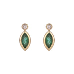 Load image into Gallery viewer, CE97070. 14K Solid Yellow Gold Diamond and Gemstone Marquise Stud Earring