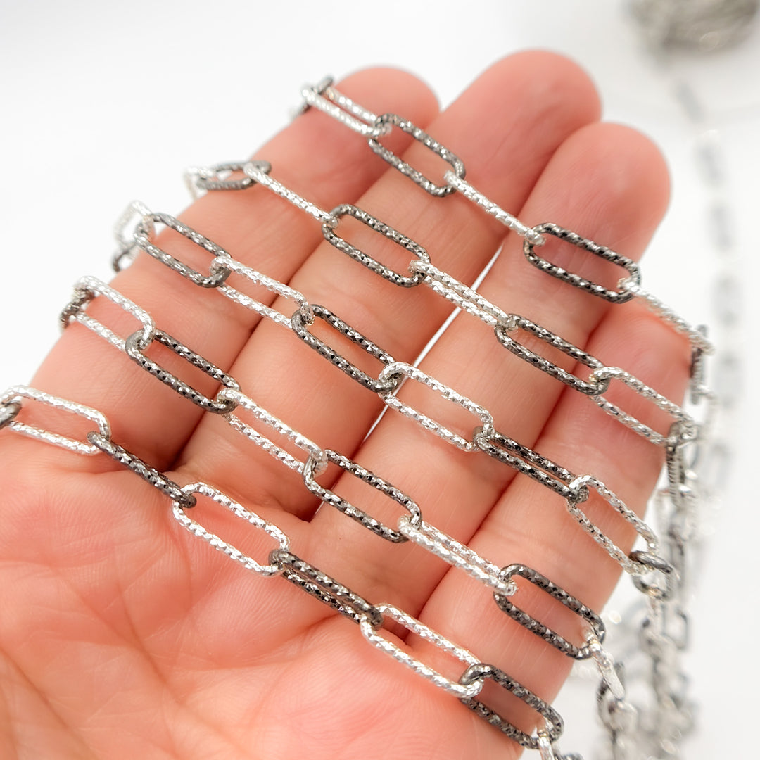 Silver Diamond Cut Paperclip Chain