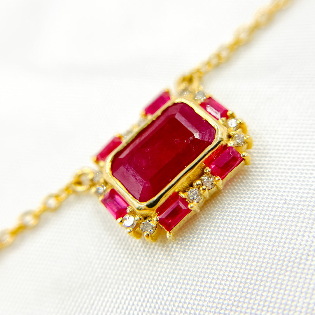 14K Solid Gold Diamond and Gemstone Necklace. GDP588