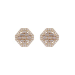 Load image into Gallery viewer, EFI54501. 14K Solid Gold Diamond Baguette Octagon Stud Earrings