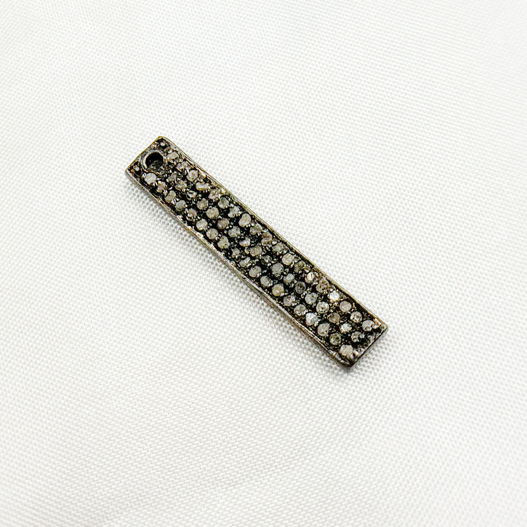 DC4. Diamond Black Rhodium Sterling Silver Bar Charm