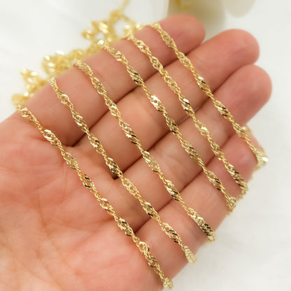 14K Solid Yellow Gold Singapore Chain