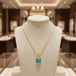Load image into Gallery viewer, CMZ00366TQ8X6. 14K Solid Gold Rectangular-Shaped Turquoise Charm