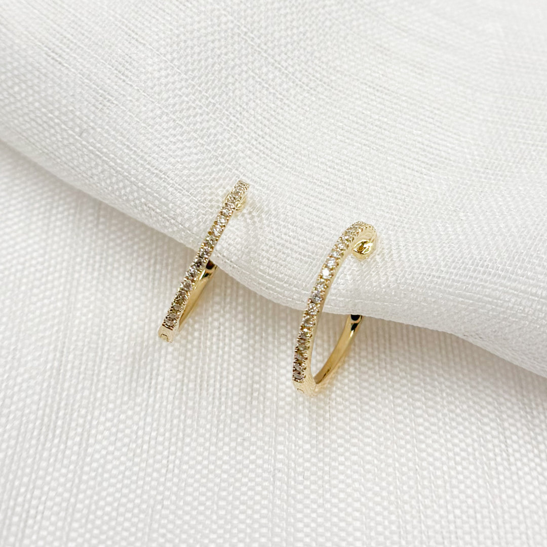 HP115374. 14K Solid Gold Diamond Huggies