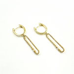 Load image into Gallery viewer, 14K Solid Gold and Diamonds Oval Link Dangle Earrings. EHF56594
