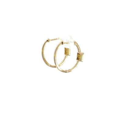 EHG57036. 14k Solid Gold Diamond Baguette Oval Hoops