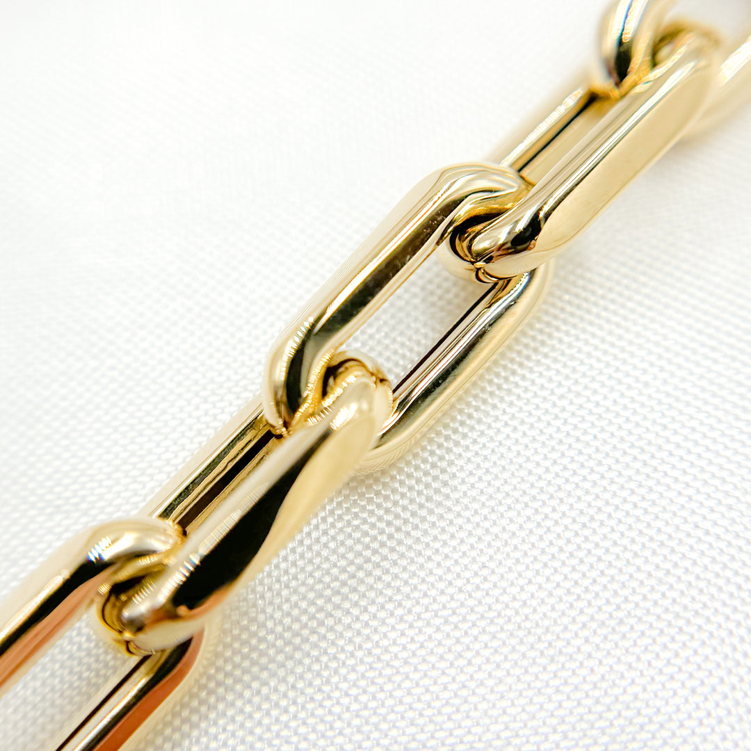 568/A074/G. 14K Yellow Gold Hollow Smooth and Flat Paperclip Chain