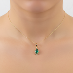Load image into Gallery viewer, CMA00343EM. 14K Solid Gold Drop-Shaped Emerald and Diamond Charm