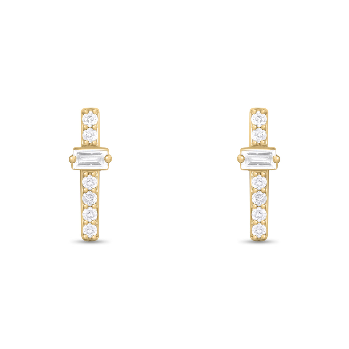 ER421149. 14K Solid Gold Diamond Bar Studs